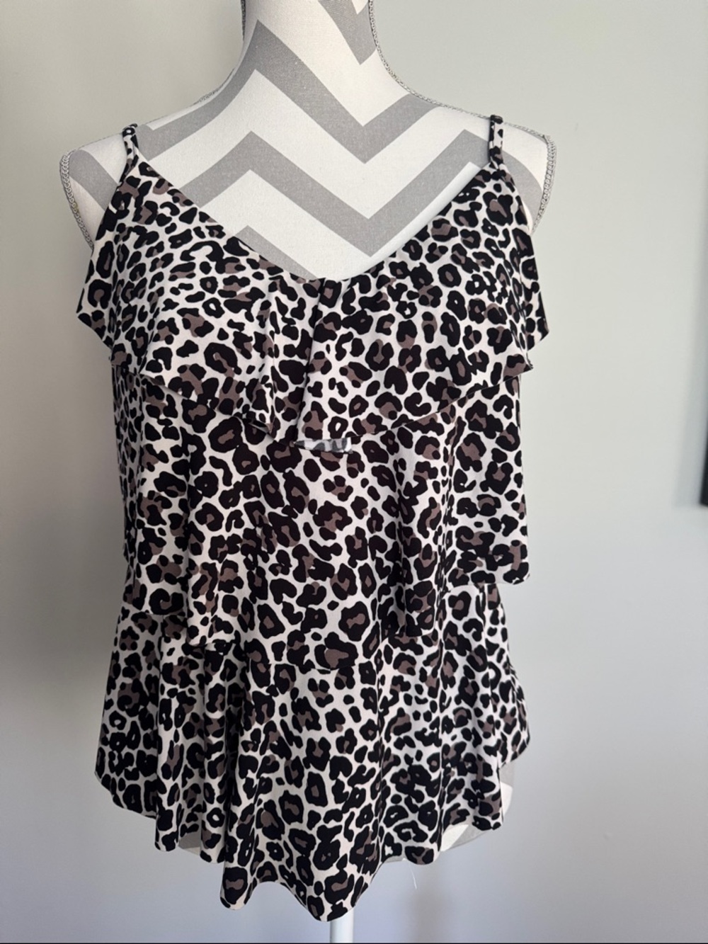Leopard Print Ruffle bathing suit top